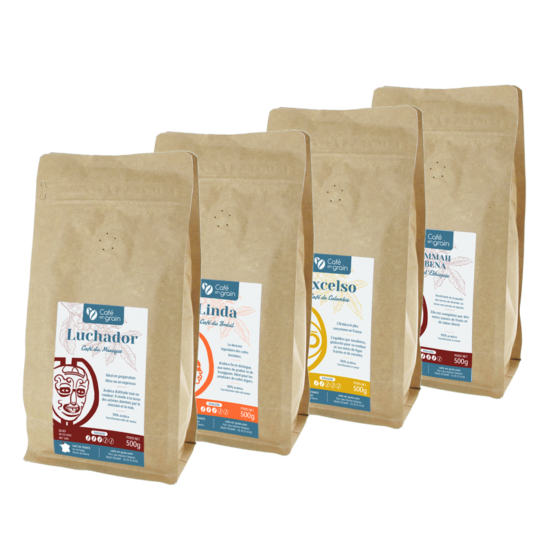 Offre découverte Grandes origines 4x 500g FRANCO