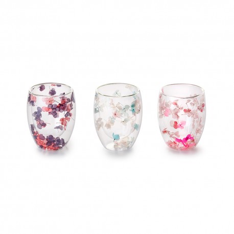 Set 3 gobelets verre double paroi JARDIN SECRET