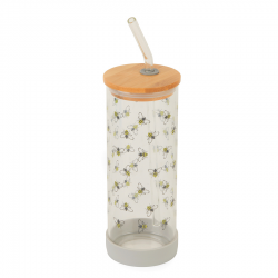 Bouteille verre avec paille MAYA