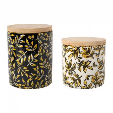 Set de Pots de Conservation TILLEUL en Grès et Bambou
